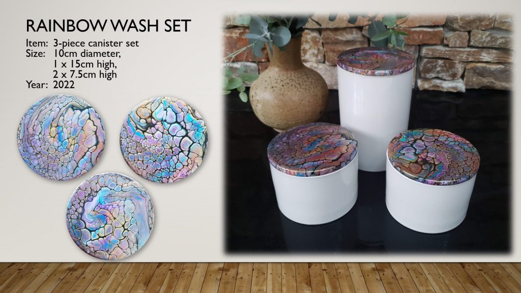 Rainbow Wash 3 piece ceramic canister gift set