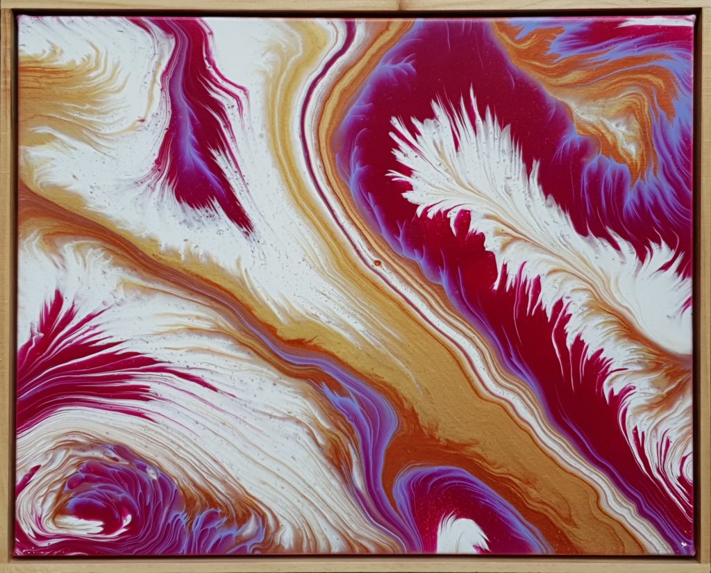 Pink, Gold, White and Purple candy inspired original fluid art piece